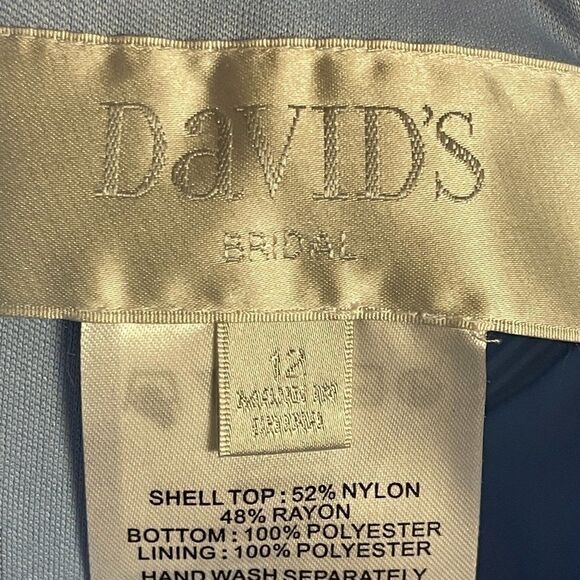 Davids Bridal Ice Blue One Shoulder Lace Dress 12 - Picture 8 of 12